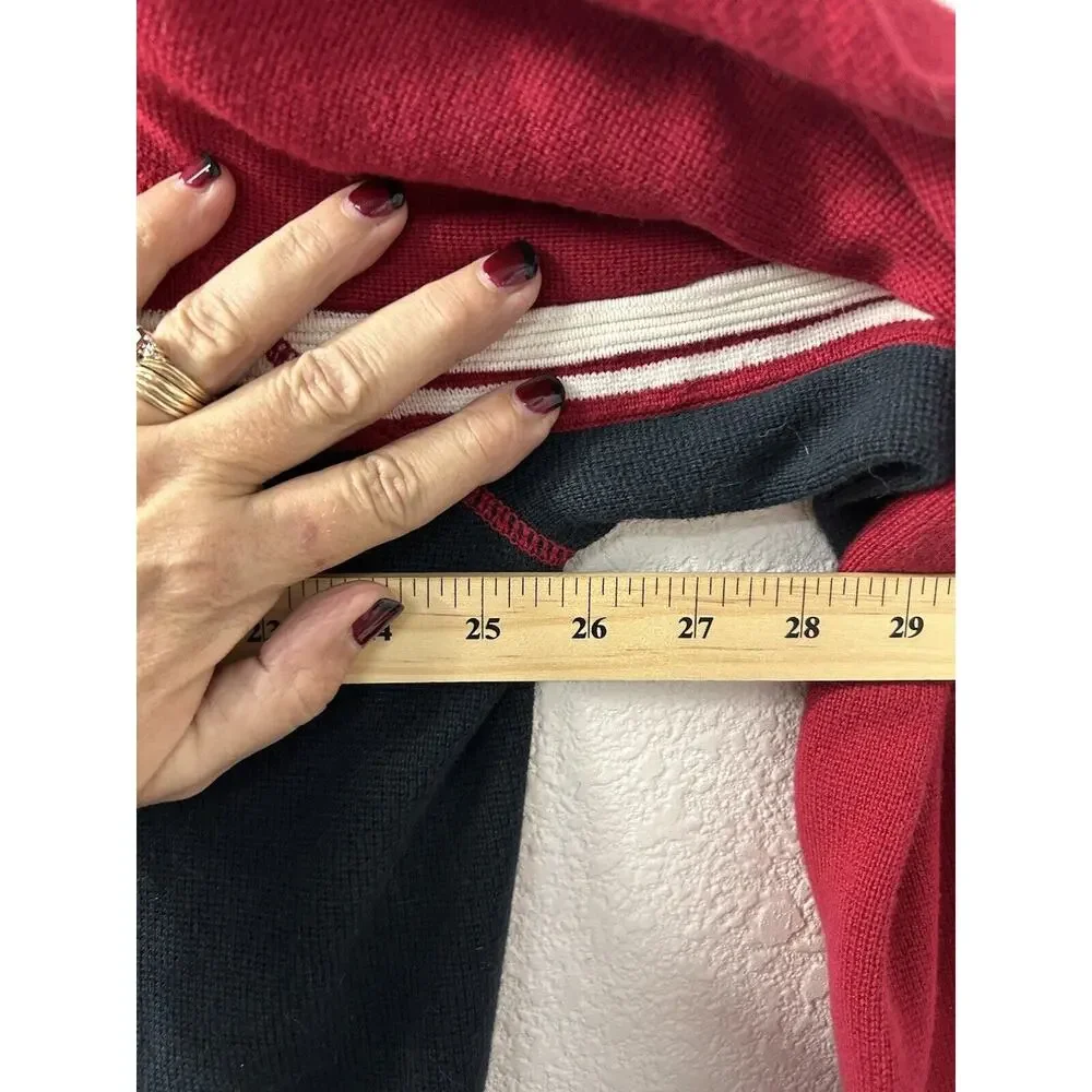 Eddie Bauer Mens Sweater Pullover Long Sleeve 1/4 Zip Red Blue Size XL CabinCore